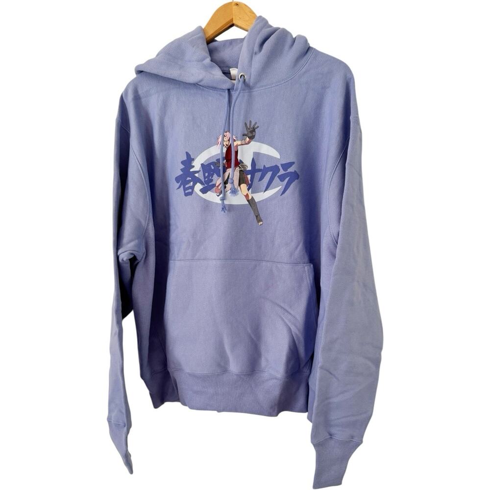 NWT Champion X Naruto Hoodie Reverse Weave Purple Sakura Women’s Size Large